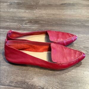 Aldo Red Leather Pointed Toe Flats Size 7